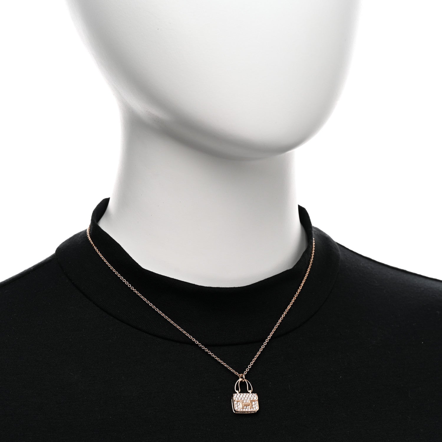 Hermes 18K Rose Gold Diamond Constance Amulettes Pendant Necklace 2 of 6