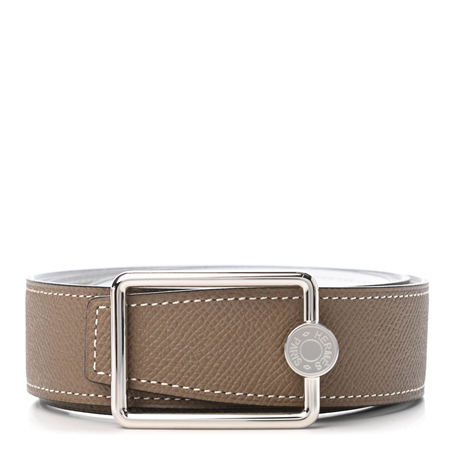 Hermes Epsom 38mm Oscar Belt 75 Etoupe White 1 of 3