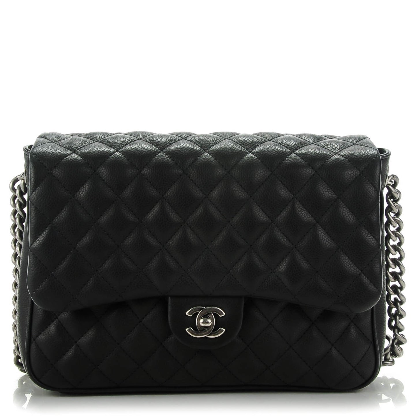 Caviar Quilted Medium Rock In Rome Flap Black