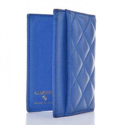 Chanel Lambskin Quilted Card Holder Wallet Blue 3 of 13