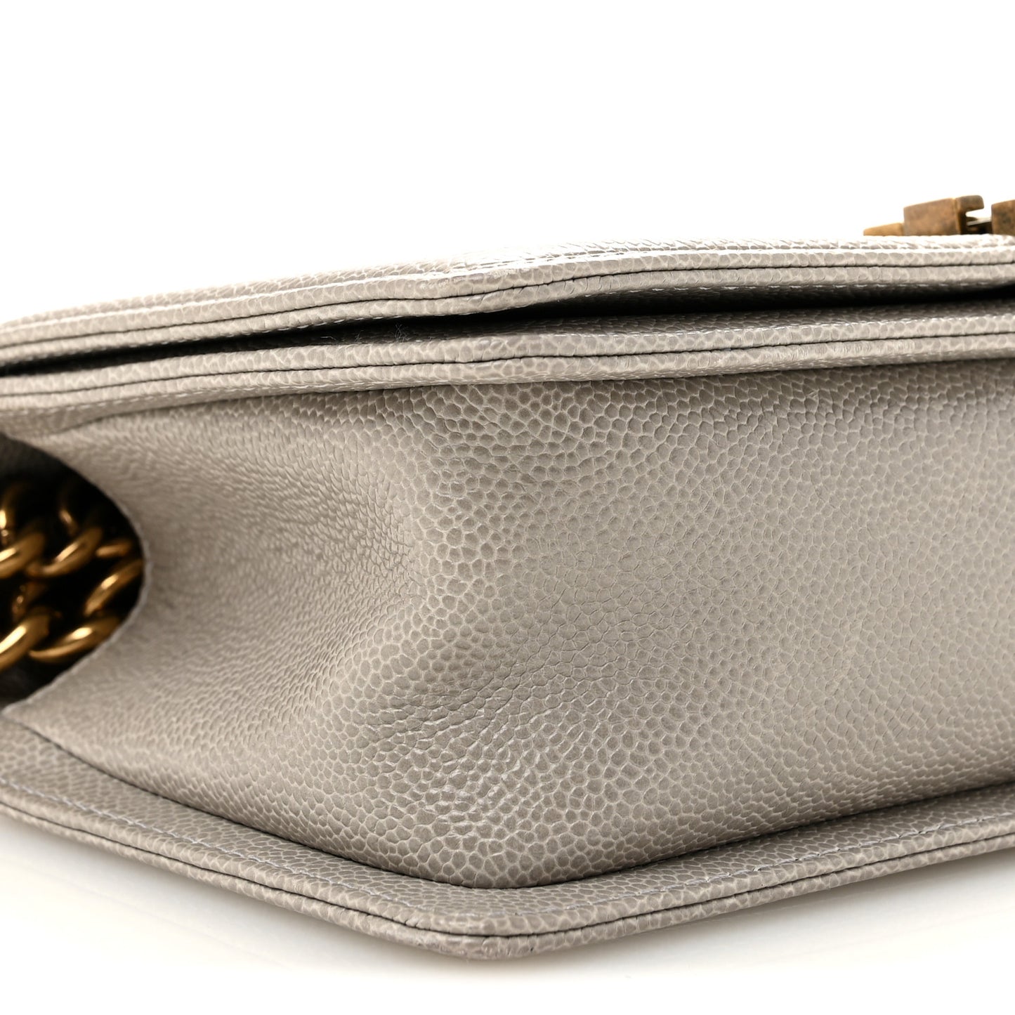 Caviar Quilted Medium Boy Flap Grey