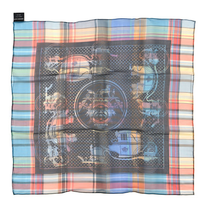 Hermes Silk Madras Ex Libris Bandana Scarf 55 Noir Turquoise Rouge 1 of 4