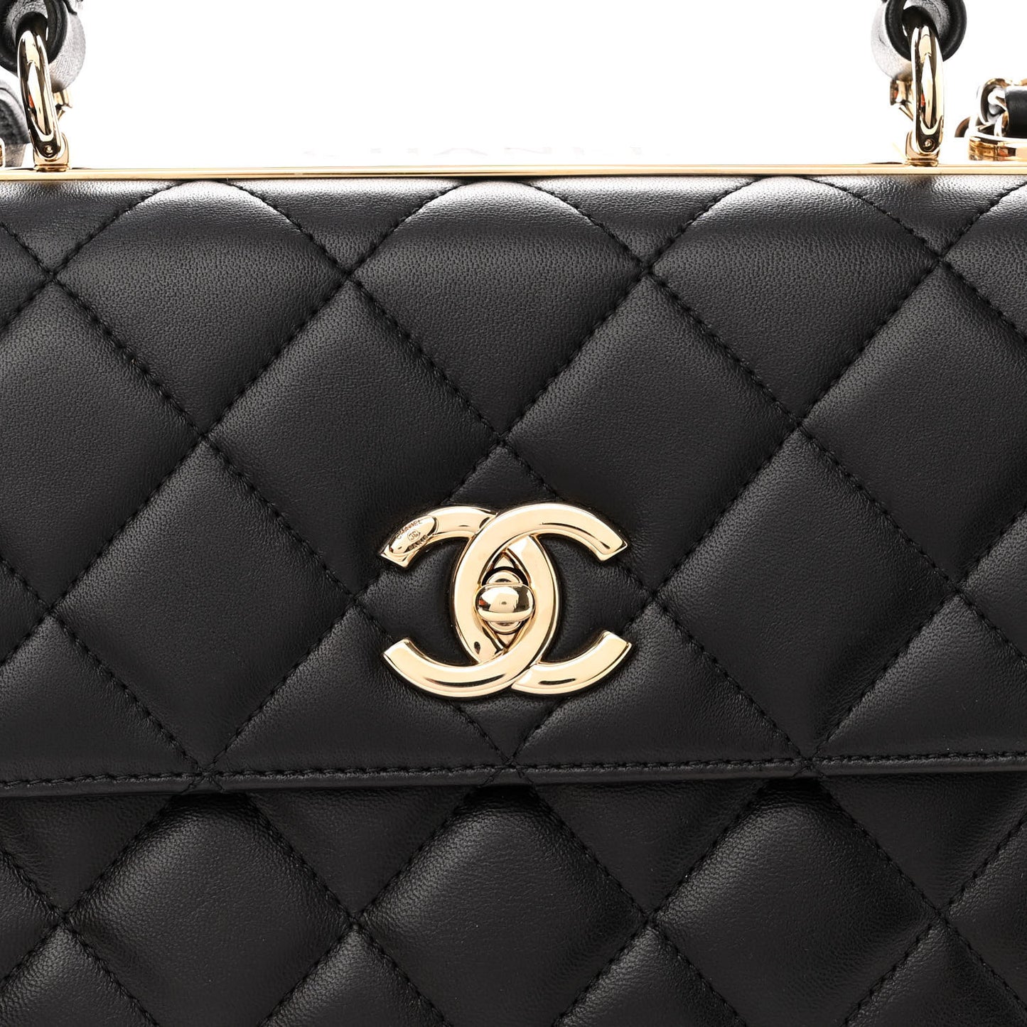 Lambskin Quilted Small Trendy CC Dual Handle Flap Bag Black