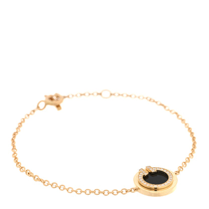 Tiffany 18K Yellow Gold Diamond Black Onyx T Circle Bracelet 1 of 5