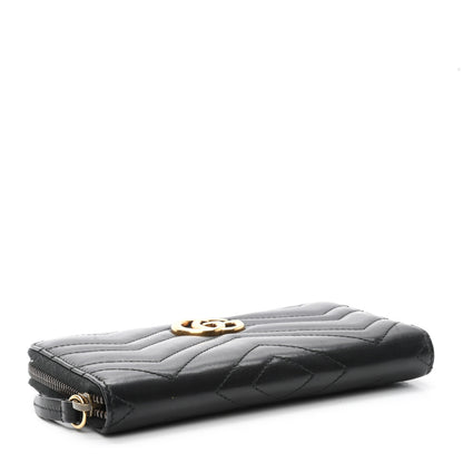Gucci Calfskin Matelasse GG Marmont Zip Around Wallet Black 4 of 8