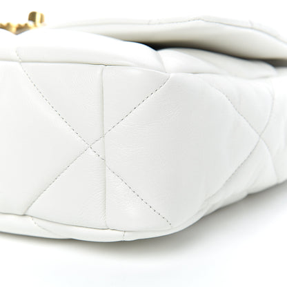 Chanel Goatskin Quilted Large 19 Flap White 10 of 11