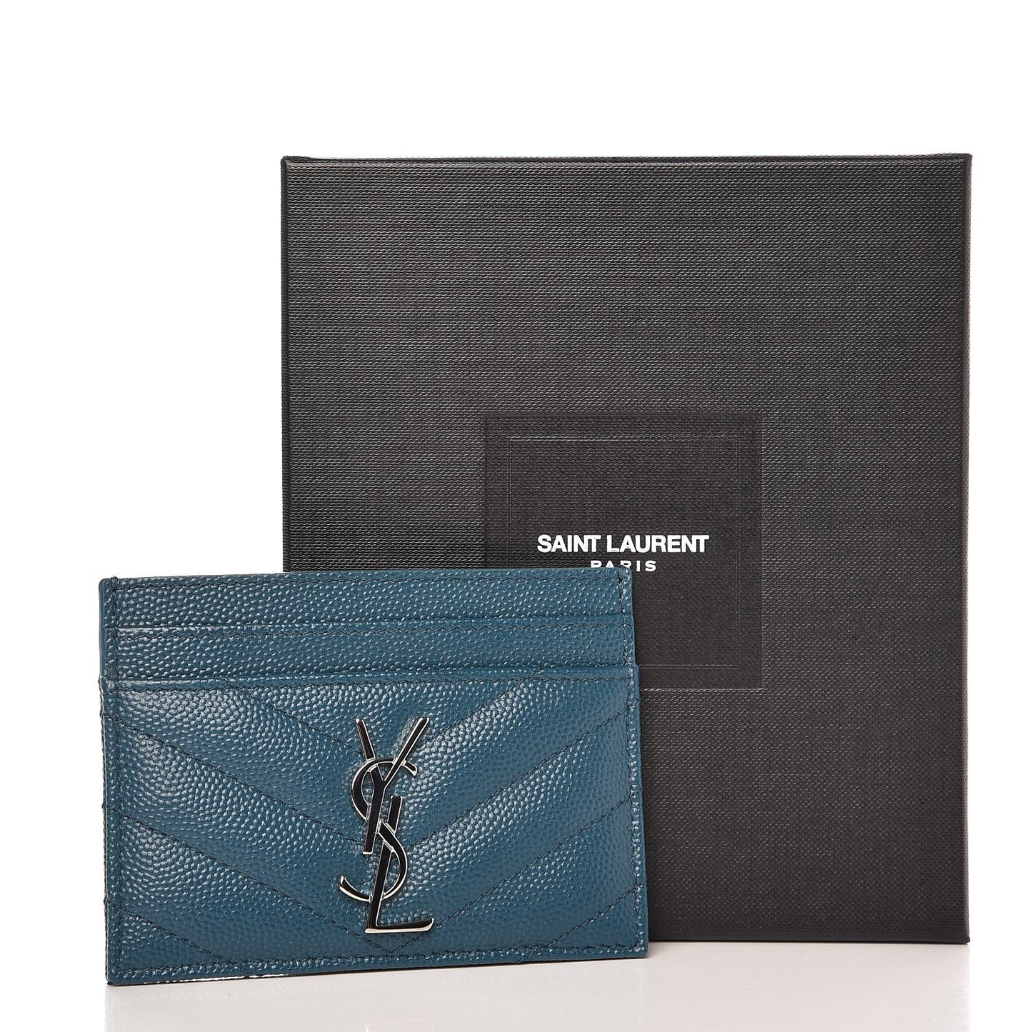Grain De Poudre Matelasse Chevron Monogram Credit Card Case Peacock Green