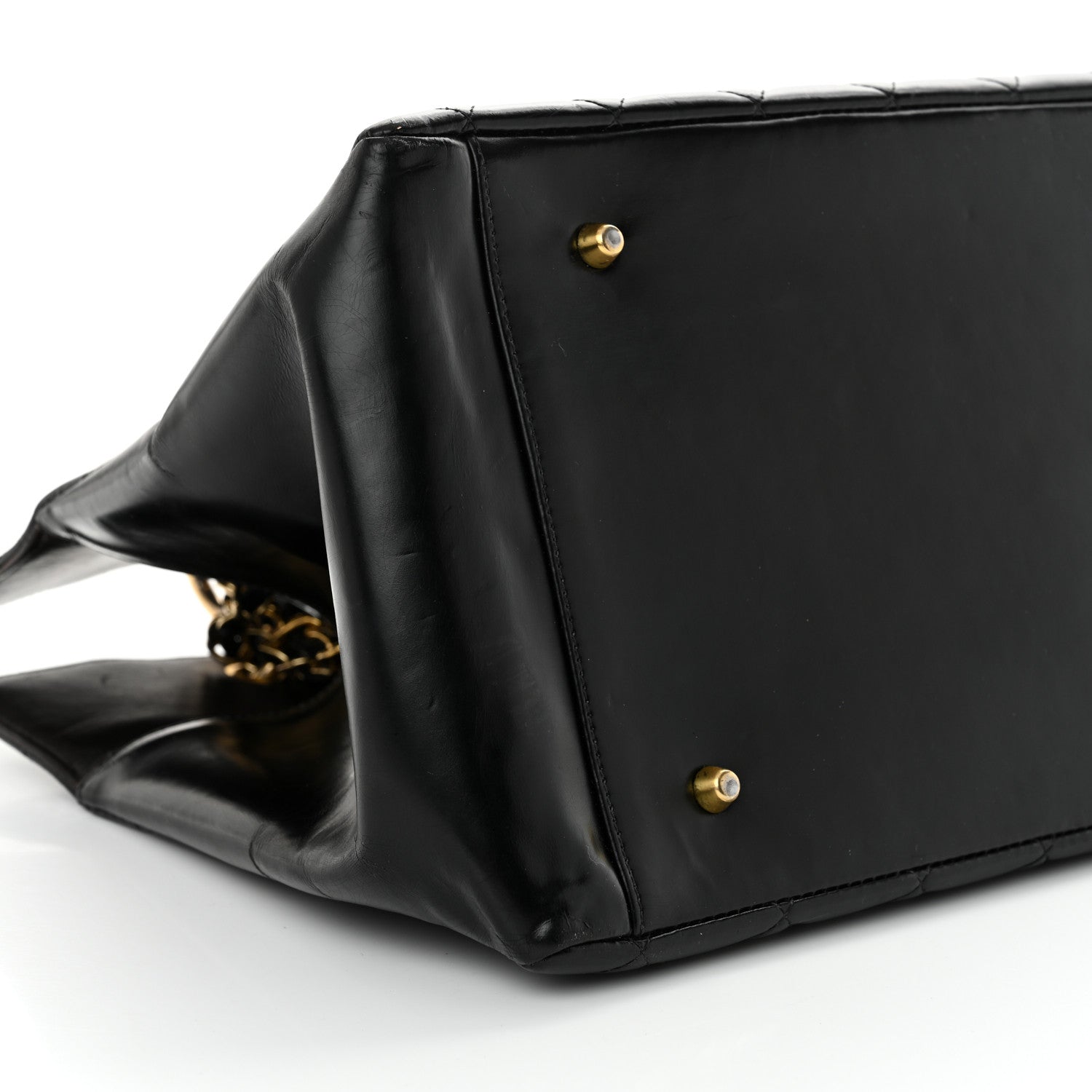 Chanel Patent Quilted Grand Shopping Tote GST Black 10 of 15