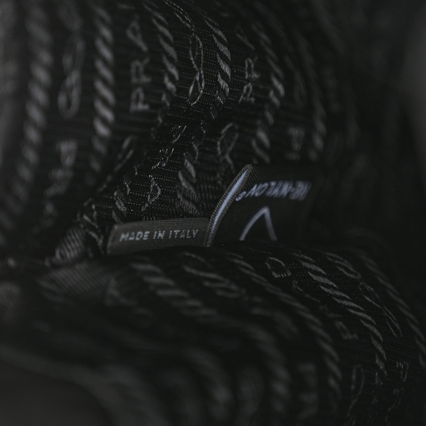 Saffiano Tessuto Nylon Vela Bucket Wristlet Black