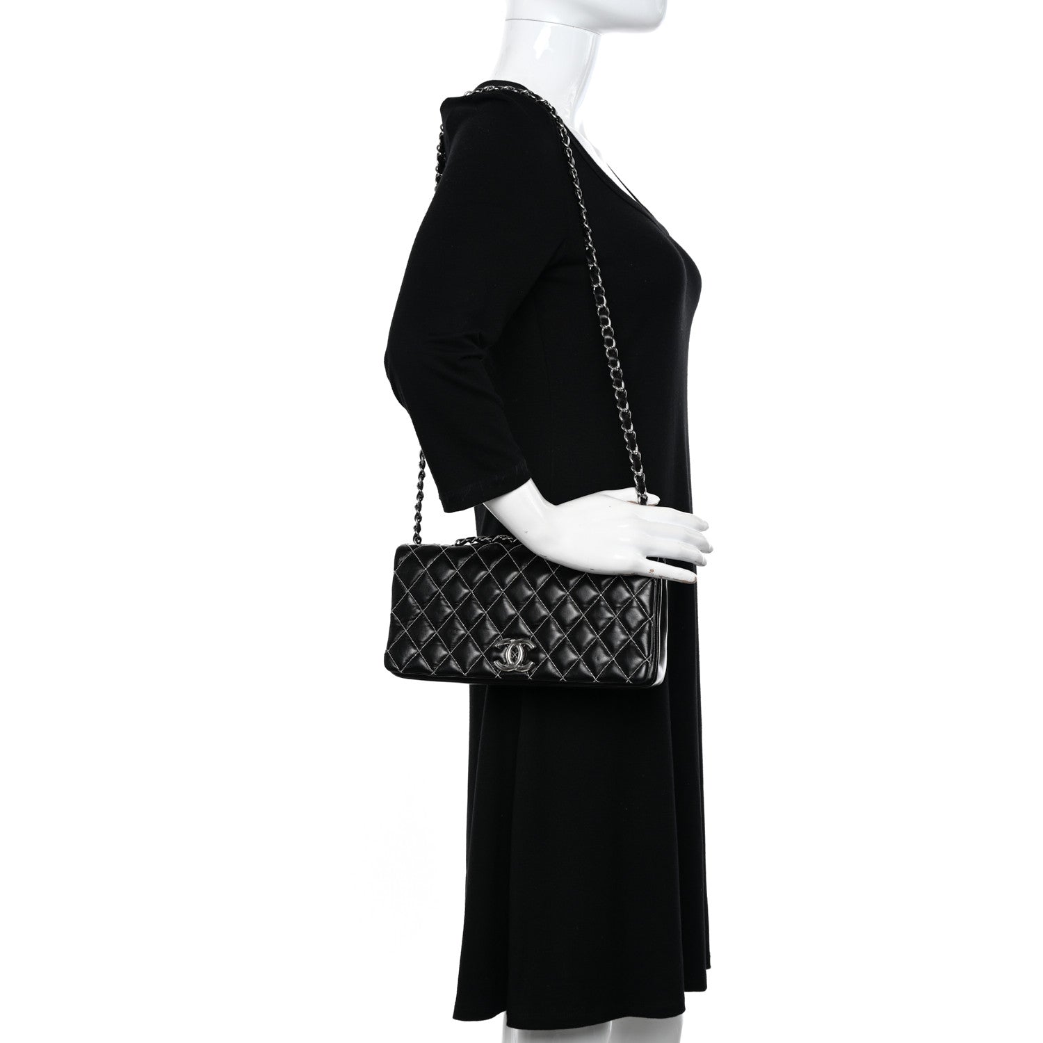 Chanel Lambskin Studded Medium Metal Beauty Flap Black 2 of 11