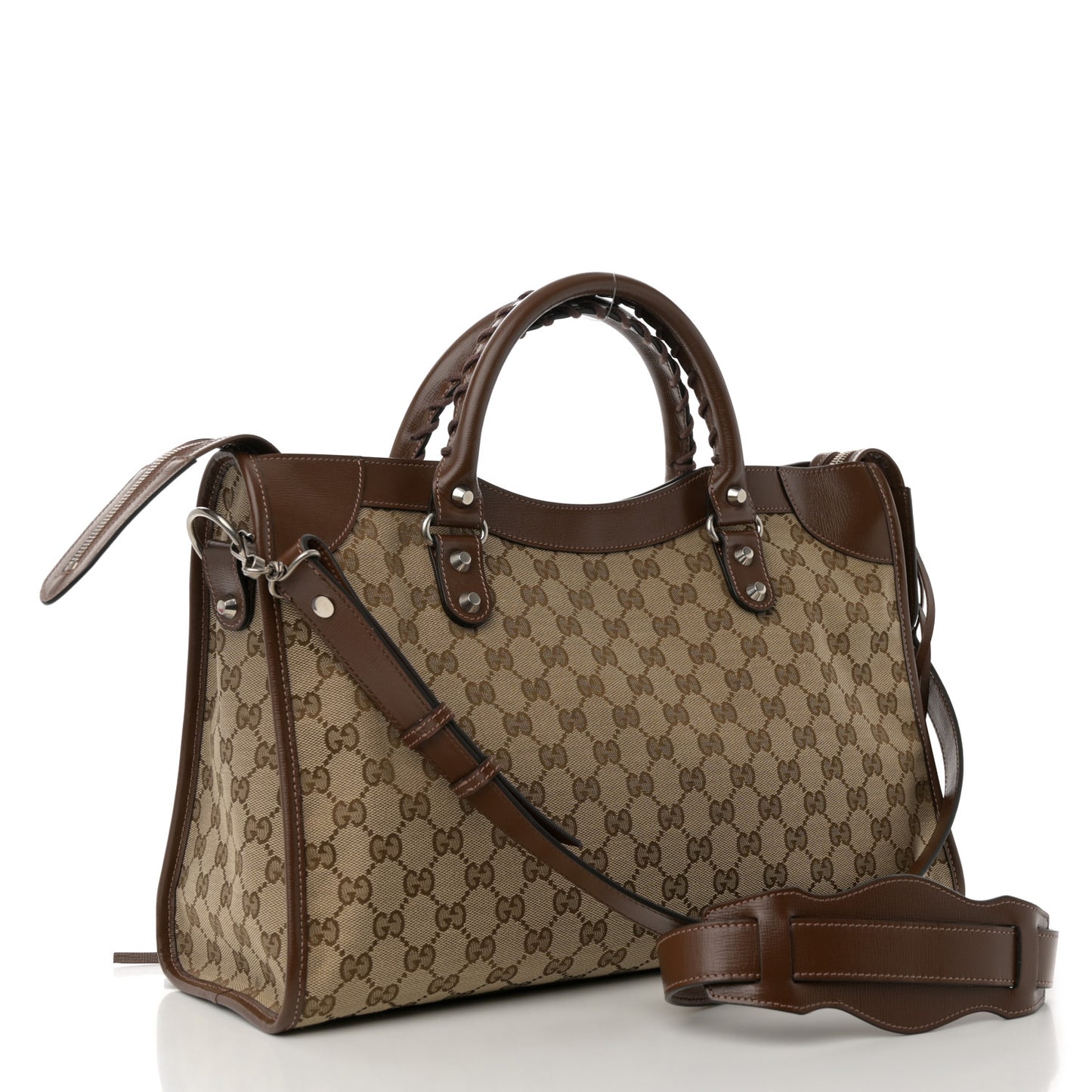 X GUCCI GG Monogram Azalea Calfskin Neo Classic Silver Hardware Medium City Beige Ebony Brown Sugar