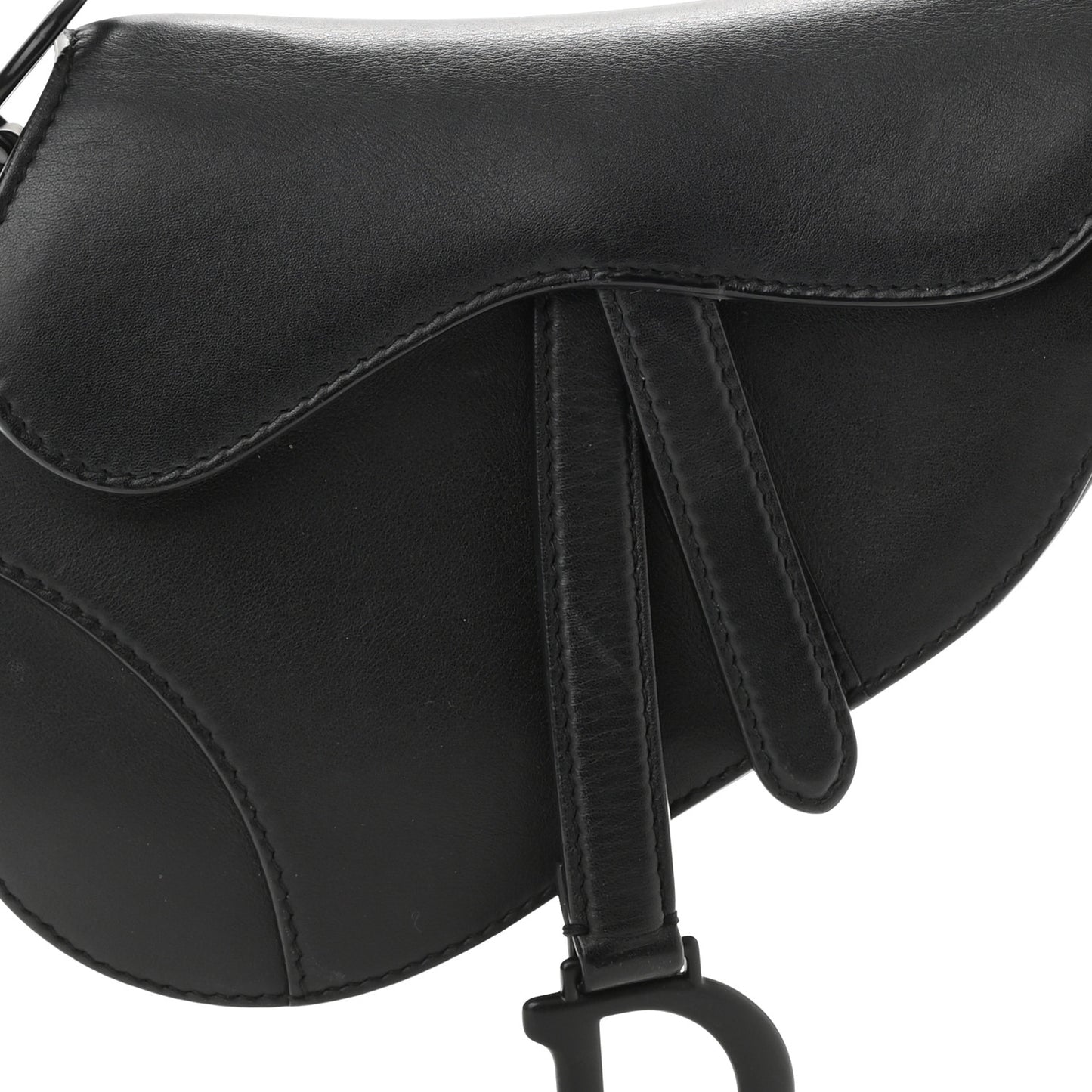 Ultra Matte Calfskin Mini Saddle Bag Black