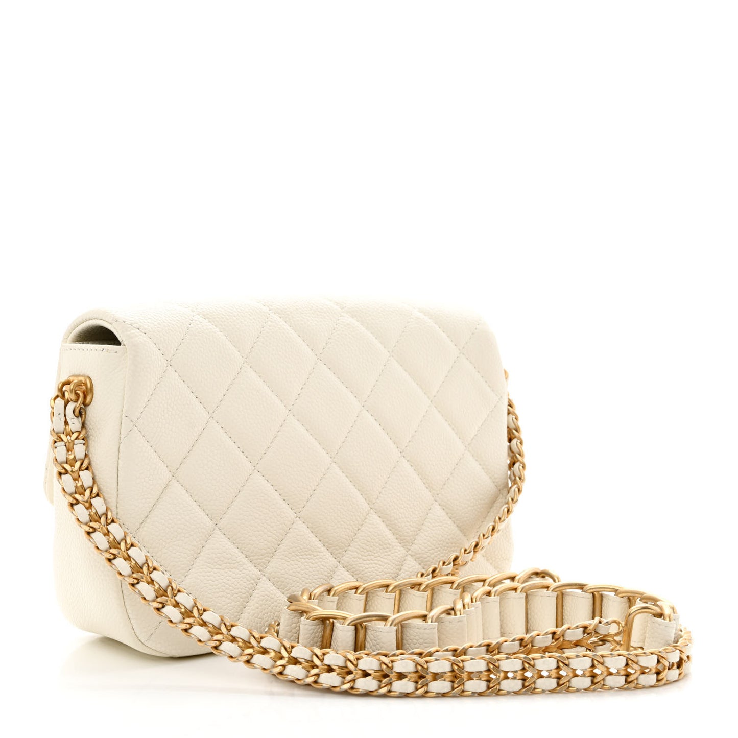 Caviar Quilted Chain Soul Flap White