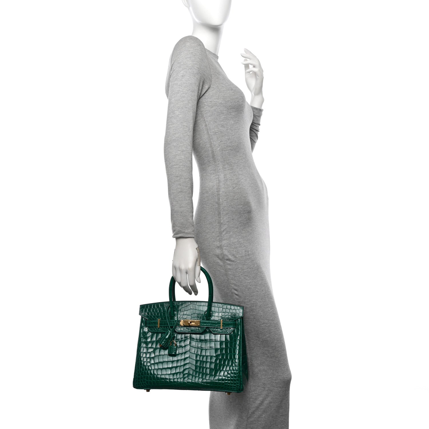 Hermes Shiny Niloticus Crocodile Birkin 30 Vert Emeraude 2 of 10