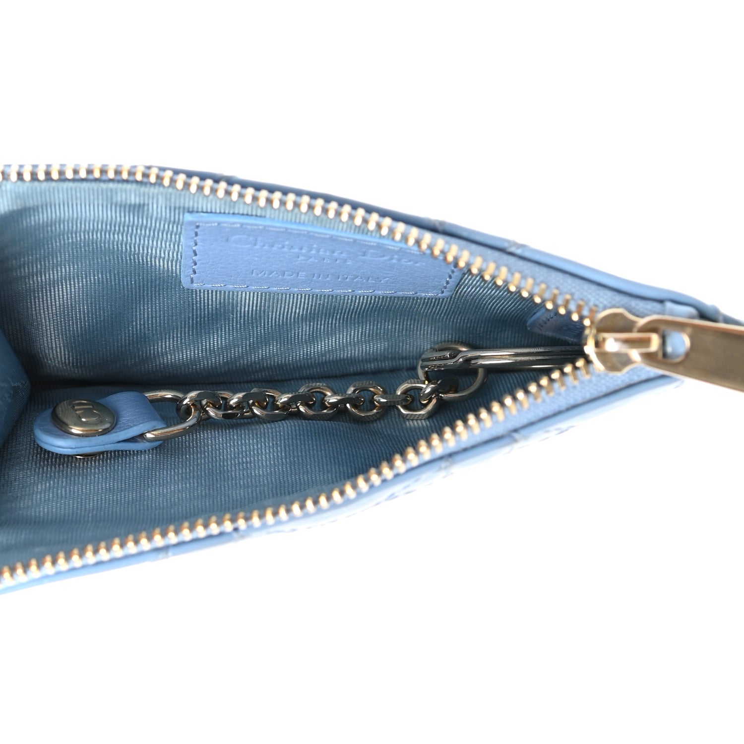 Christian Dior Patent Cannage Lady Dior Key Pouch Blue 5 of 7