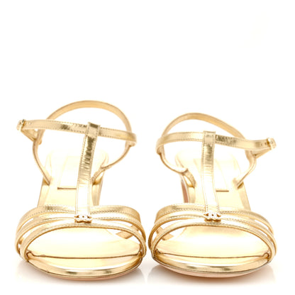 Chanel Metallic Lambskin CC Strappy Sandals 38 Gold 3 of 12
