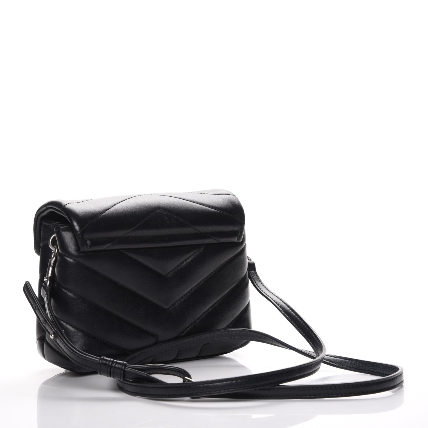 Calfskin Y Quilted Monogram Toy Loulou Crossbody Bag Black