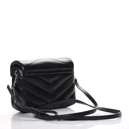 Saint Laurent Calfskin Y Quilted Monogram Toy Loulou Crossbody Bag Black 3 of 9