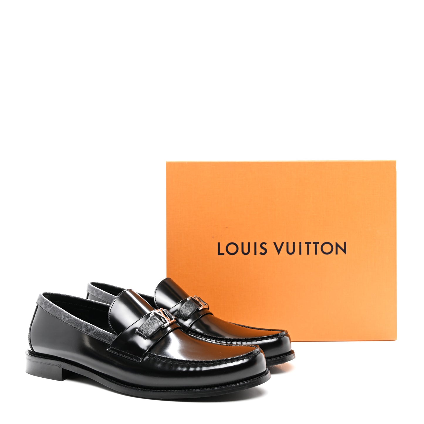 Calfskin Monogram Eclipse Mens Major Loafers 12 Black
