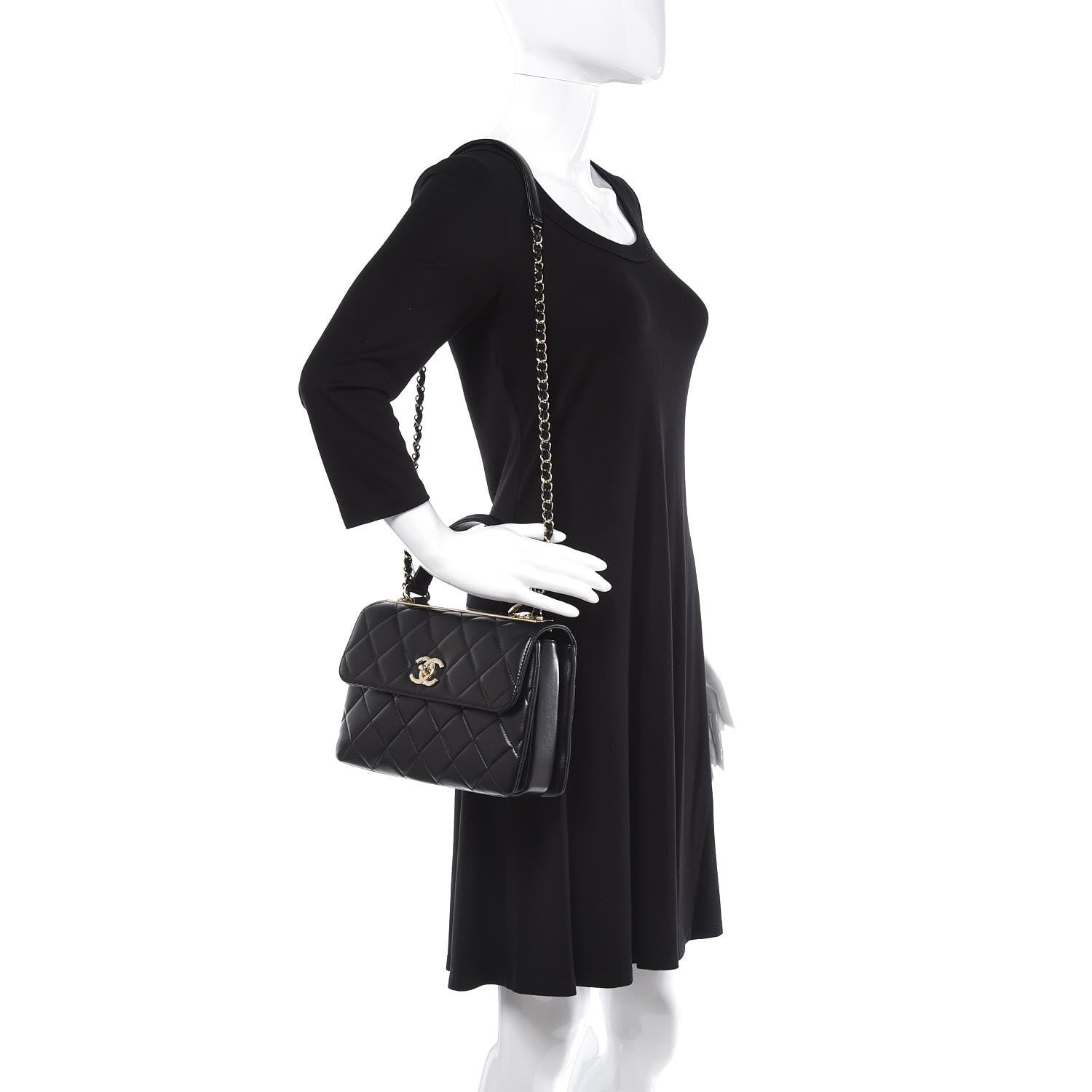 Chanel Lambskin Quilted Small Trendy CC Dual Handle Flap Bag Black 2 of 7