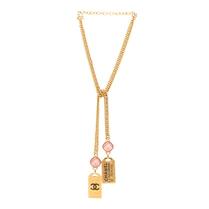 Chanel Metal CC Tags Pendant Choker Gold Pink 3 of 6