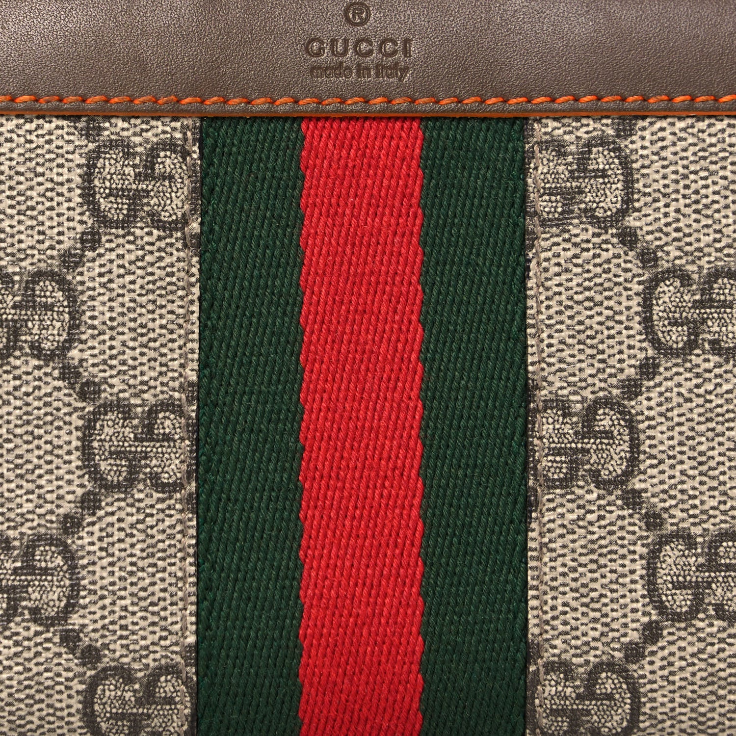 Gucci GG Supreme Monogram Web Zip Around Wallet Brown 6 of 13