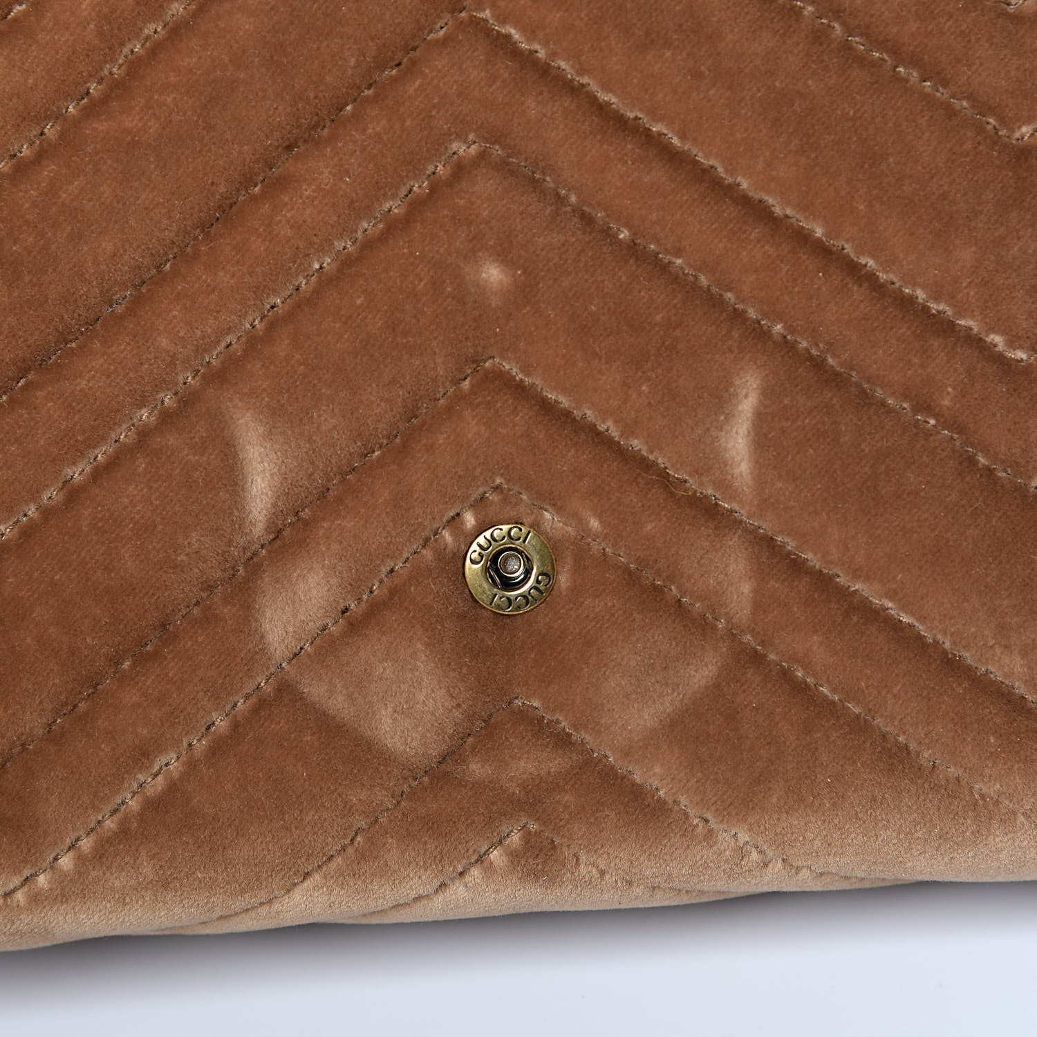 Gucci Velvet Matelasse GG Marmont Chain Wallet Taupe 8 of 11