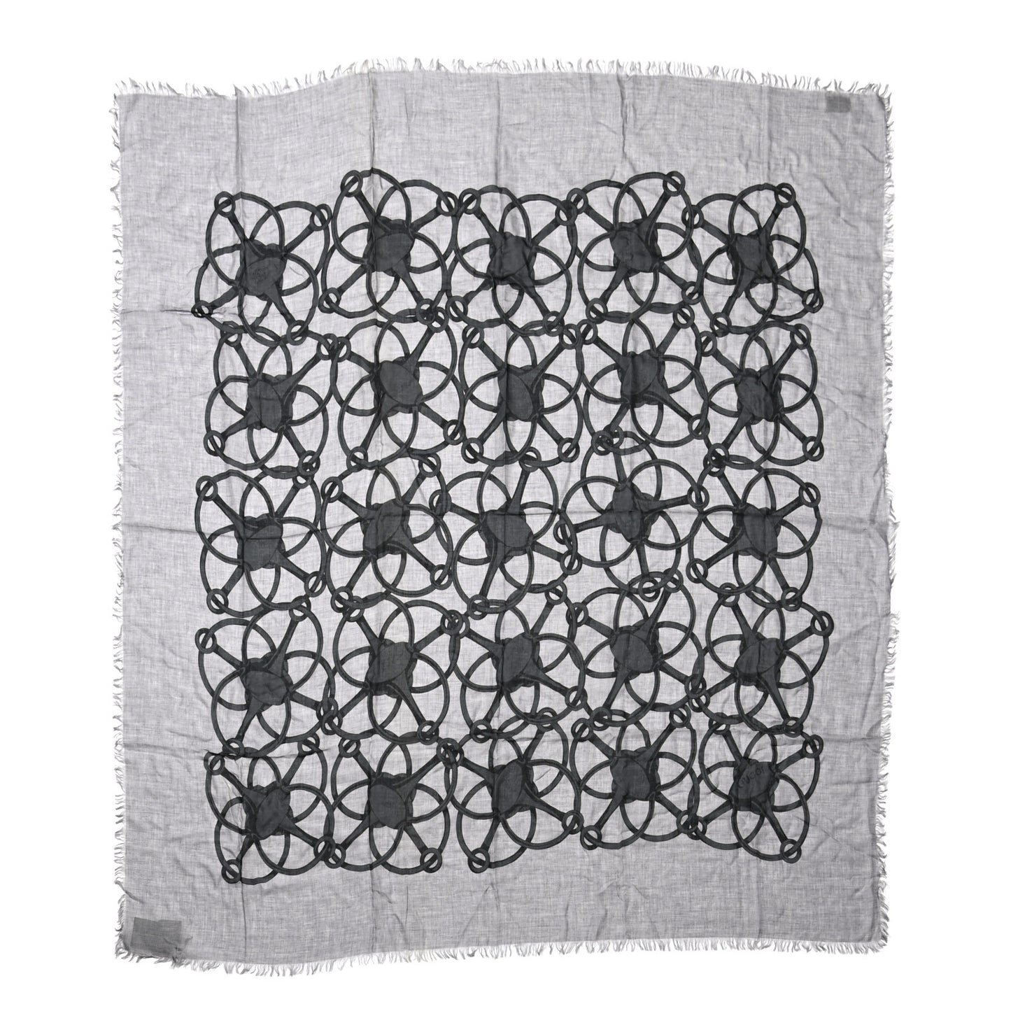 Modal Wool Hildash Square Shawl Zinc Medium Grey