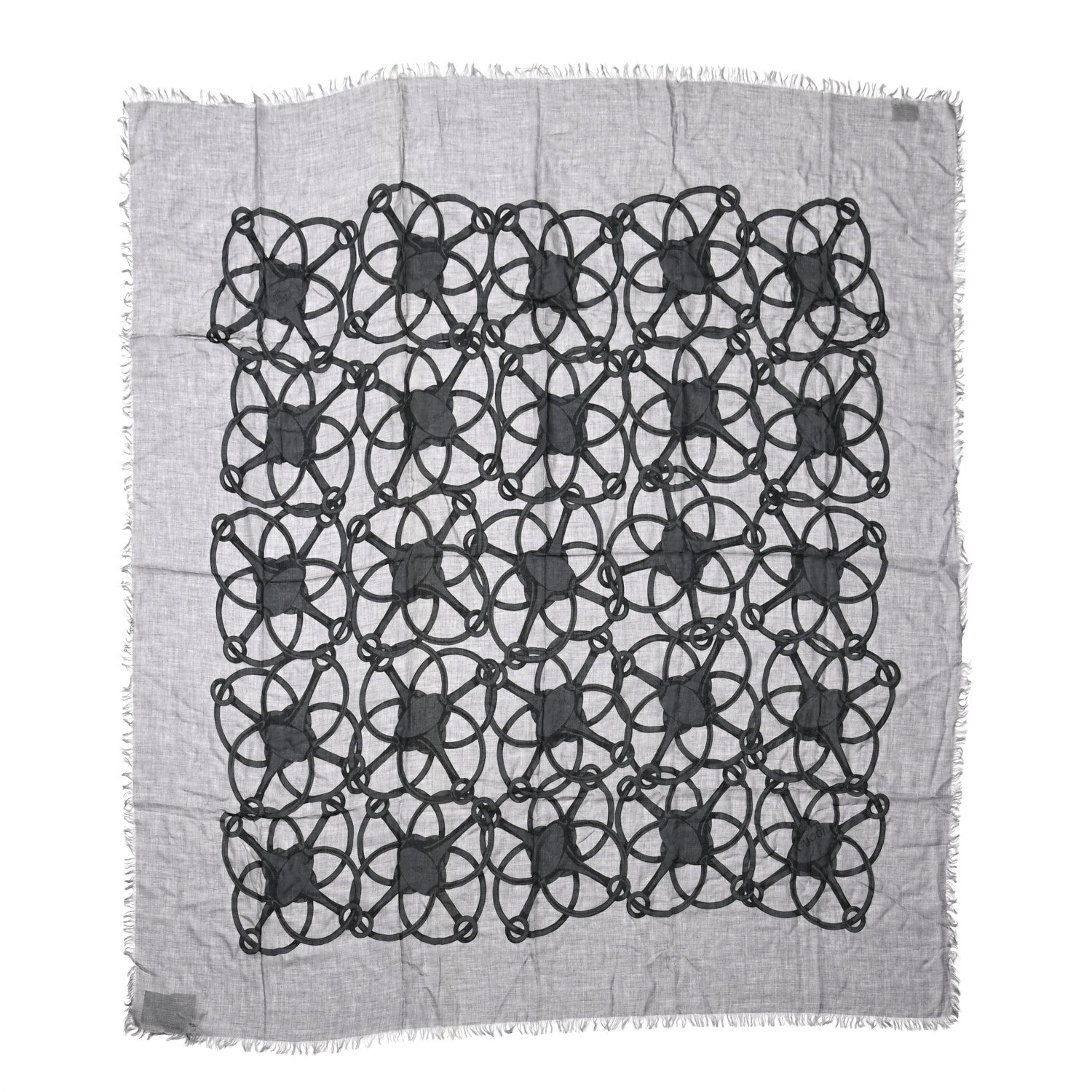 Gucci Modal Wool Hildash Square Shawl Zinc Medium Grey 1 of 4