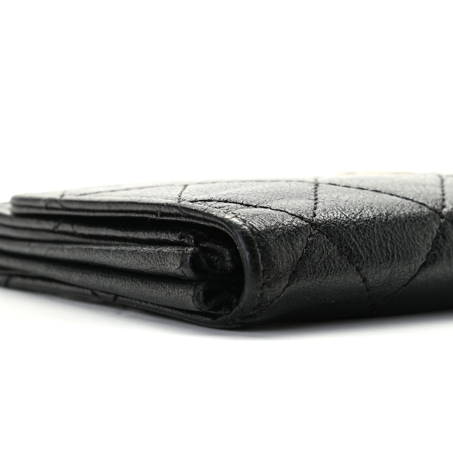 Calfskin Quilted Flap Wallet Black