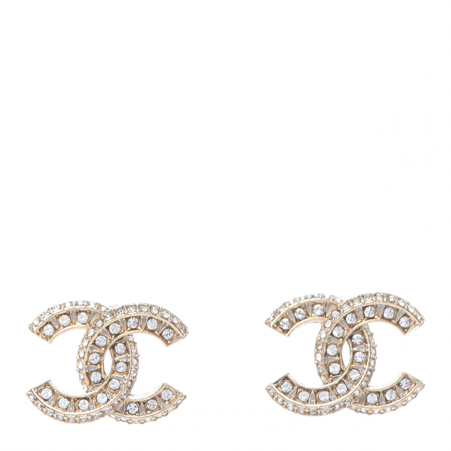Chanel Crystal Timeless CC Earrings Light Gold 1 of 5