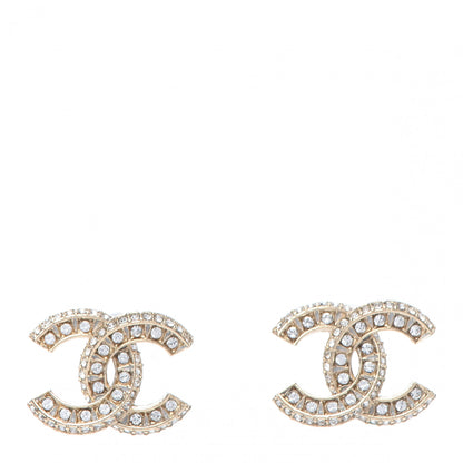 Chanel Crystal Timeless CC Earrings Light Gold 1 of 5