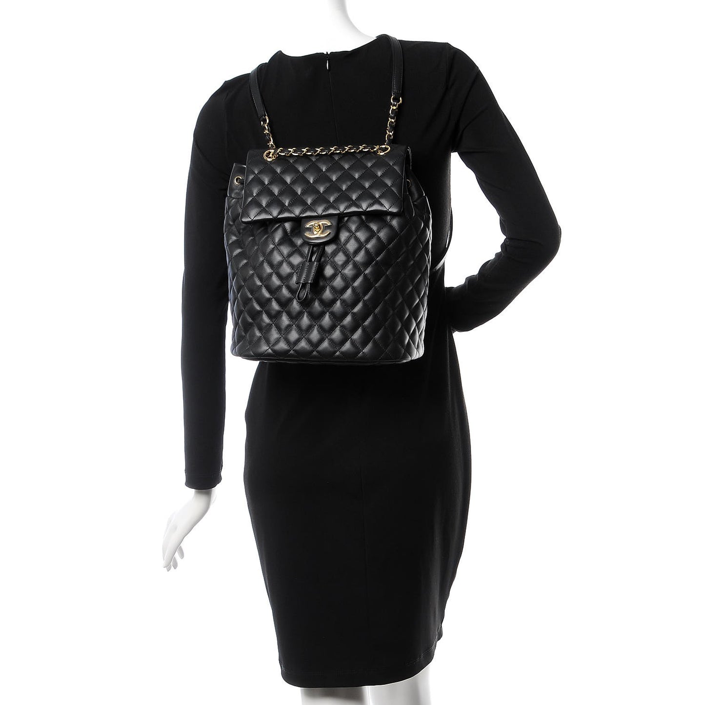 Calfskin Quilted Large Urban Spirit Backpack Black