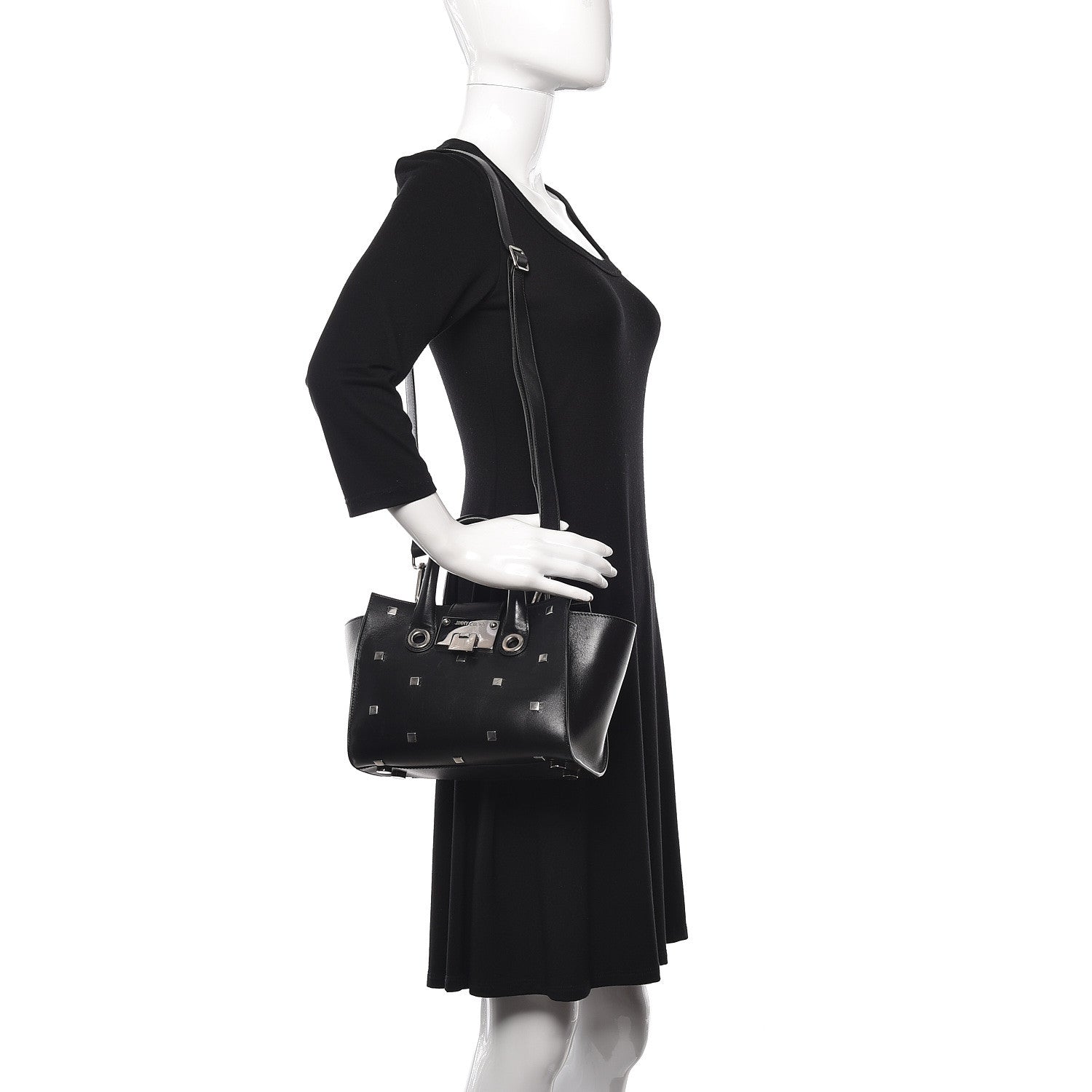 Jimmy Choo Calfskin Studded Small Riley Black 3 of 10