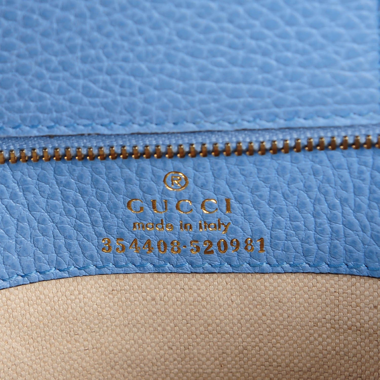 Gucci Dollar Calfskin Small Swing Tote Camelia Mineral Blue 6 of 7