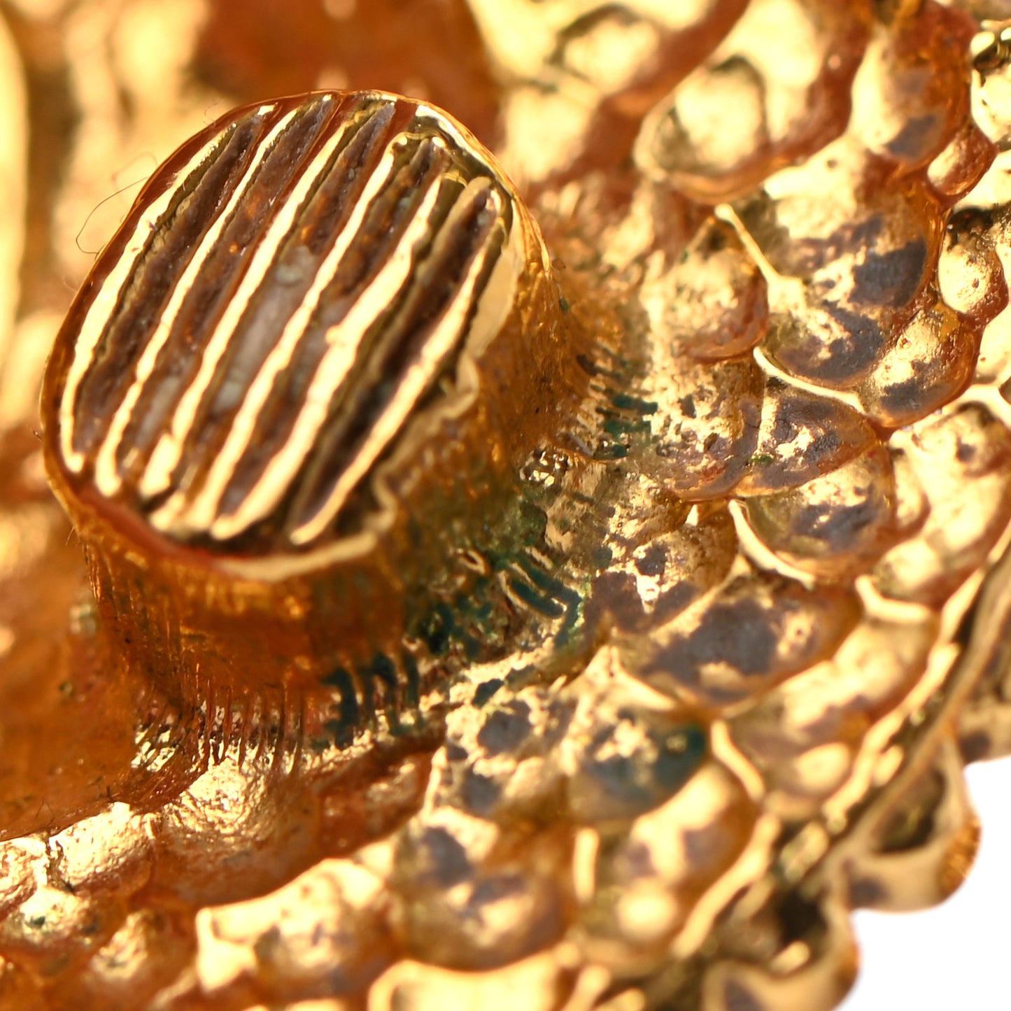 CC Button Clip On Earrings Gold