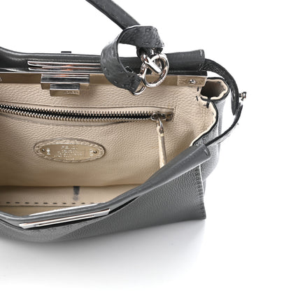 Fendi Cuoio Romano Selleria Bi-Color Medium Peekaboo Iconic Satchel Asfalto Latte 5 of 9