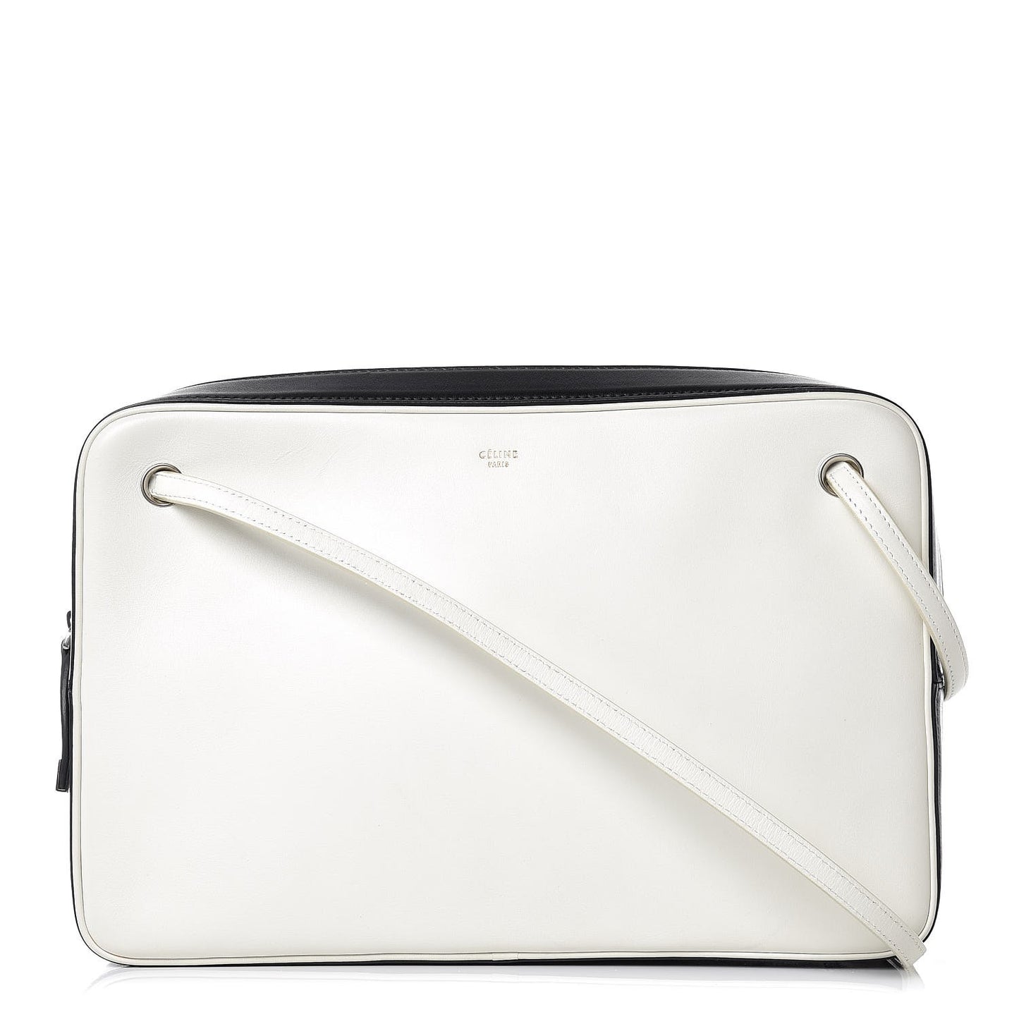 Nappa Calfskin Bi-Color Medium Side Lock Shoulder Bag White