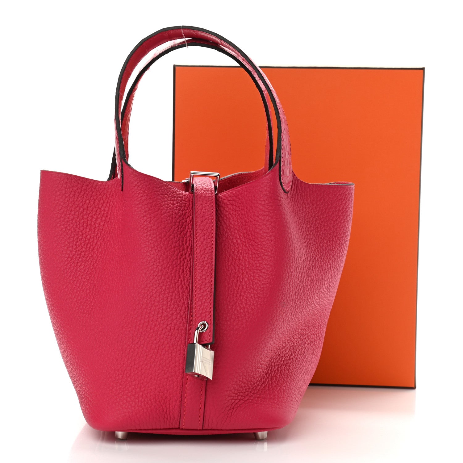 Hermes Taurillon Clemence Matte Alligator Picotin Lock Touch 18 PM Rose Mexico 12 of 12