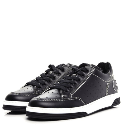 Chanel Calfskin Womens Logo Sneakers 37 Black White 3 of 11