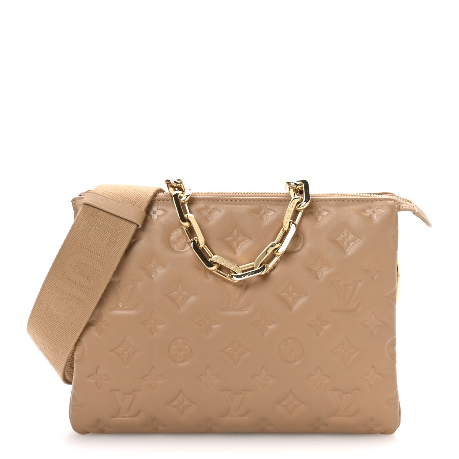 Louis Vuitton Lambskin Embossed Monogram Coussin PM Camel 1 of 8