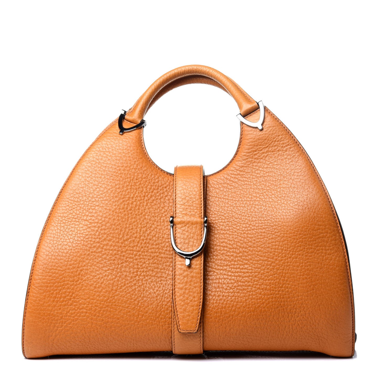Pebbled Calfskin Medium Stirrup Top Handle Bag