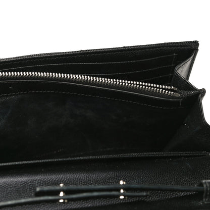 Saint Laurent Grain De Poudre Matelasse Chevron Monogram Chain Wallet Black 16 of 21