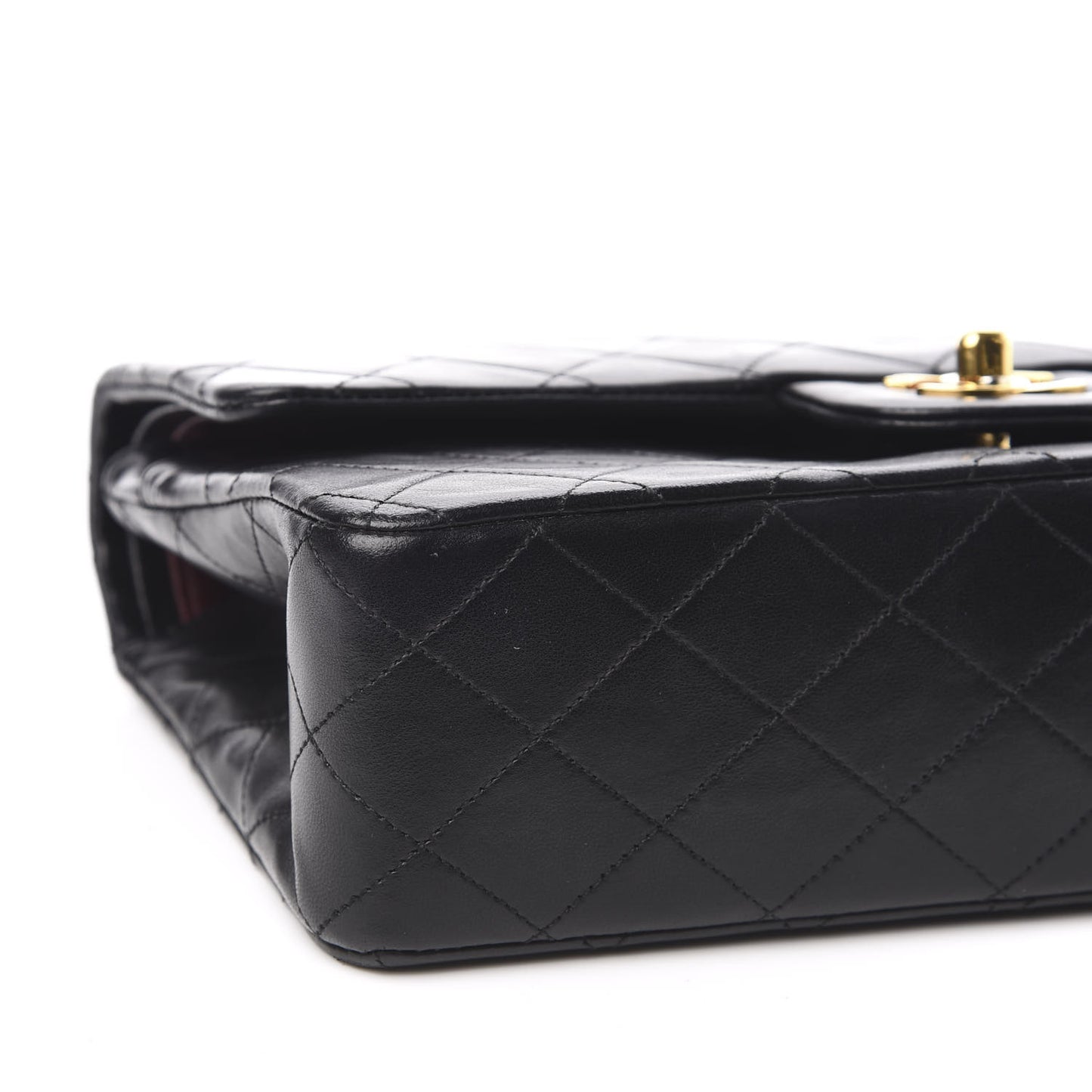 Lambskin Quilted Medium Double Flap Black