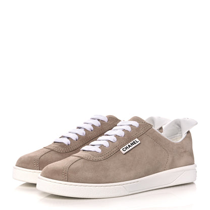 Chanel Suede Calfskin Womens Sneakers 39.5 Dark Beige 3 of 11