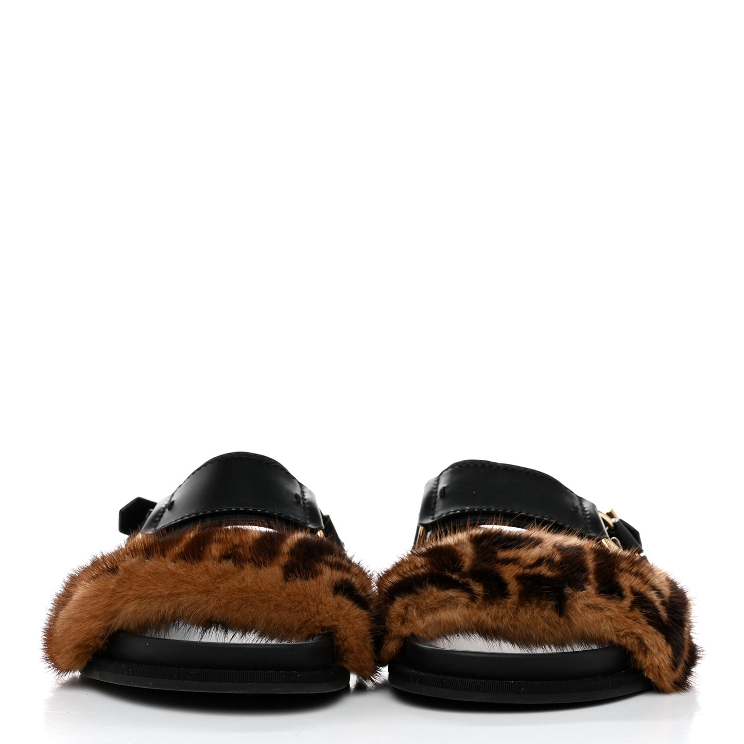Vitello Mink F is Fendi FF Slingback Flat Sandals 39.5 Tobacco Black