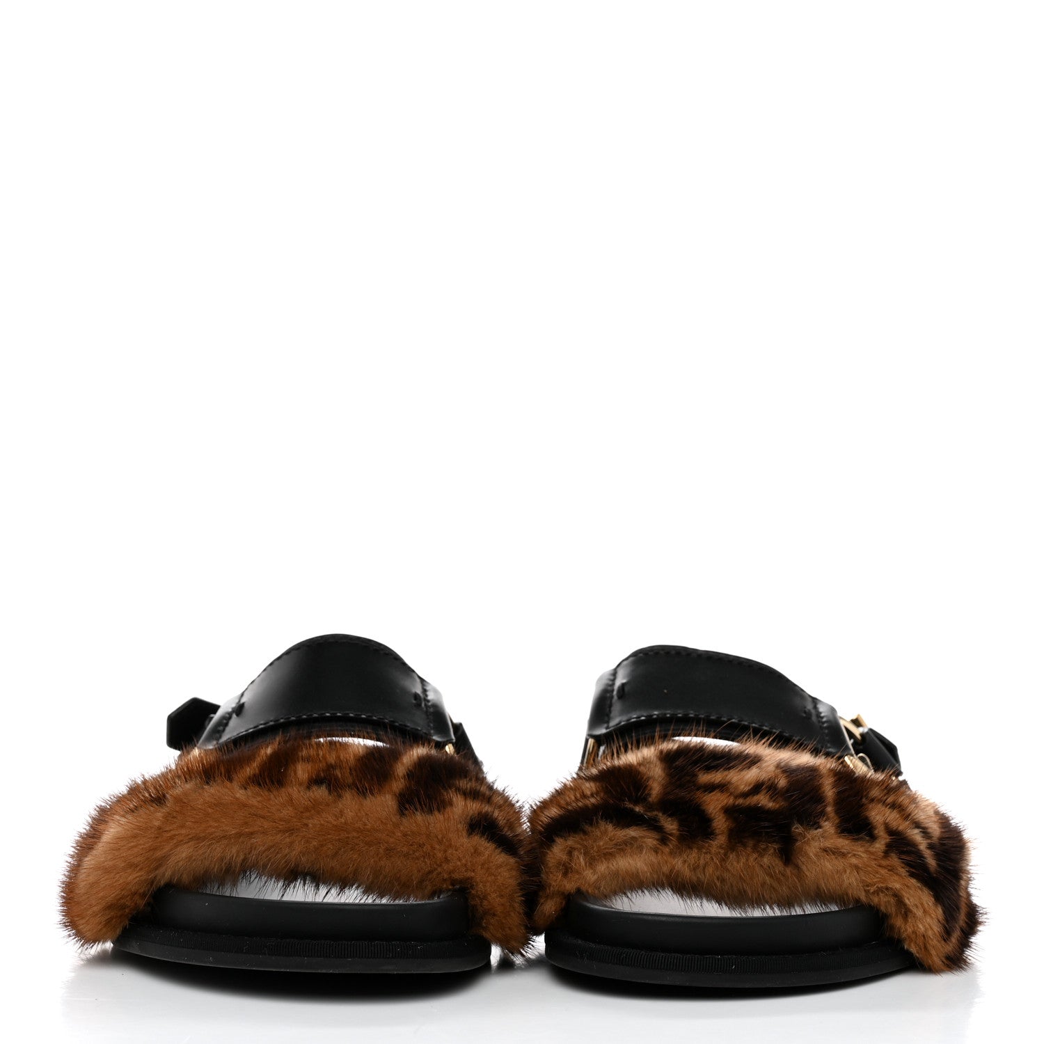 Fendi Vitello Mink F is Fendi FF Slingback Flat Sandals 39.5 Tobacco Black 2 of 8