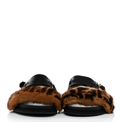 Fendi Vitello Mink F is Fendi FF Slingback Flat Sandals 39.5 Tobacco Black 2 of 8
