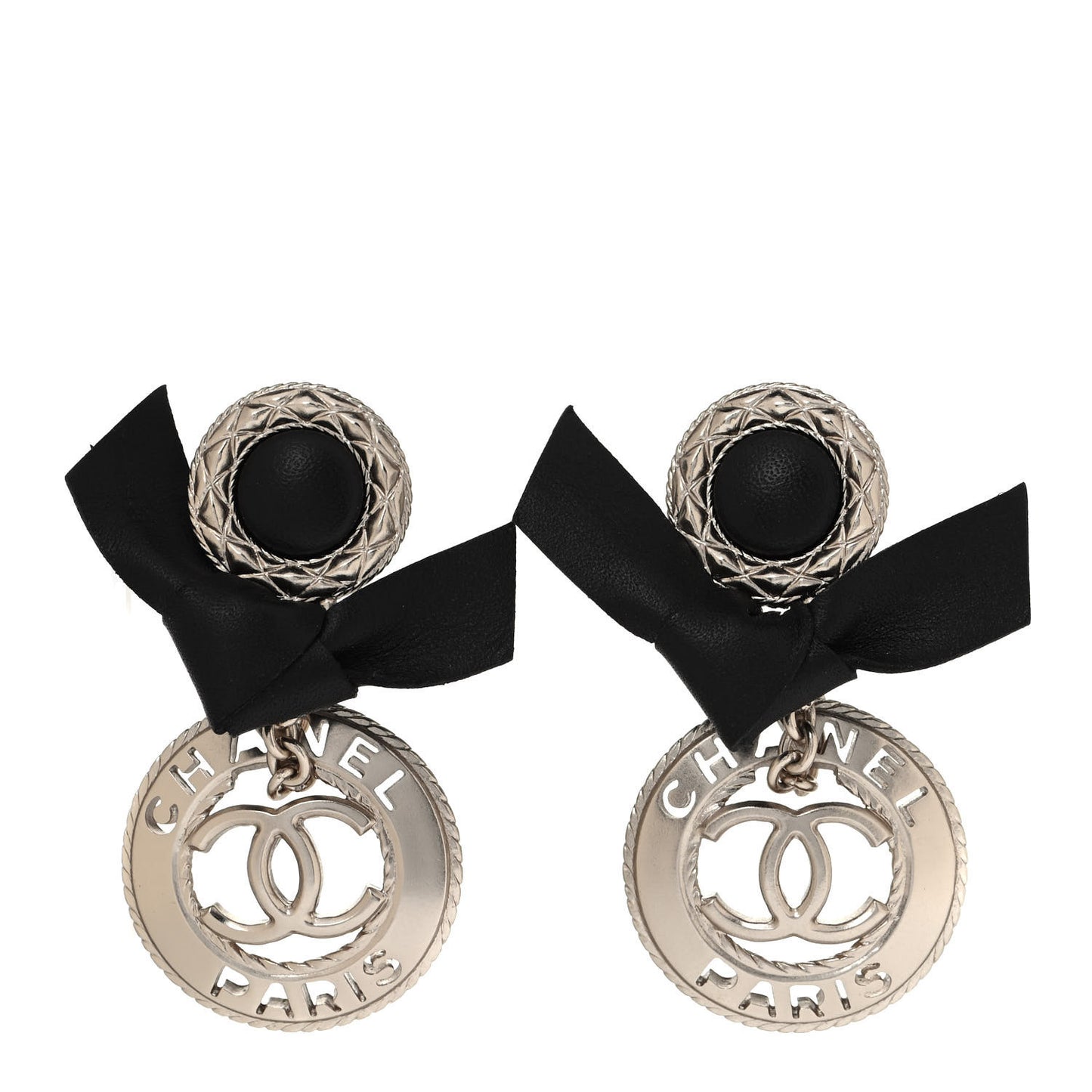 Lambskin Logo Drop Earrings Gold Black
