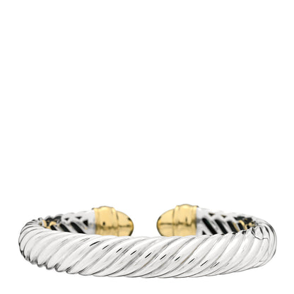 David Yurman Sterling Silver 18K Yellow Gold Diamond 10mm Waverly Bracelet 2 of 3